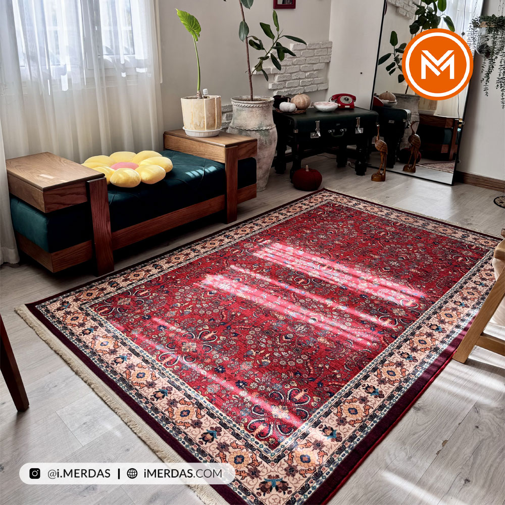 فرش کهنه نما کد 900411 زمینه لاکی